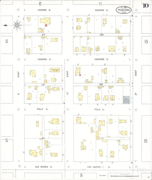 Sanborn Fire Insurance Map from Moscow, Latah County, Idaho (1904), Sheet #0010 - Historic Sanborn Fire Insurance Map Print, vintage old map wall art, antique decor, genealogy gift, Idaho Idaho map