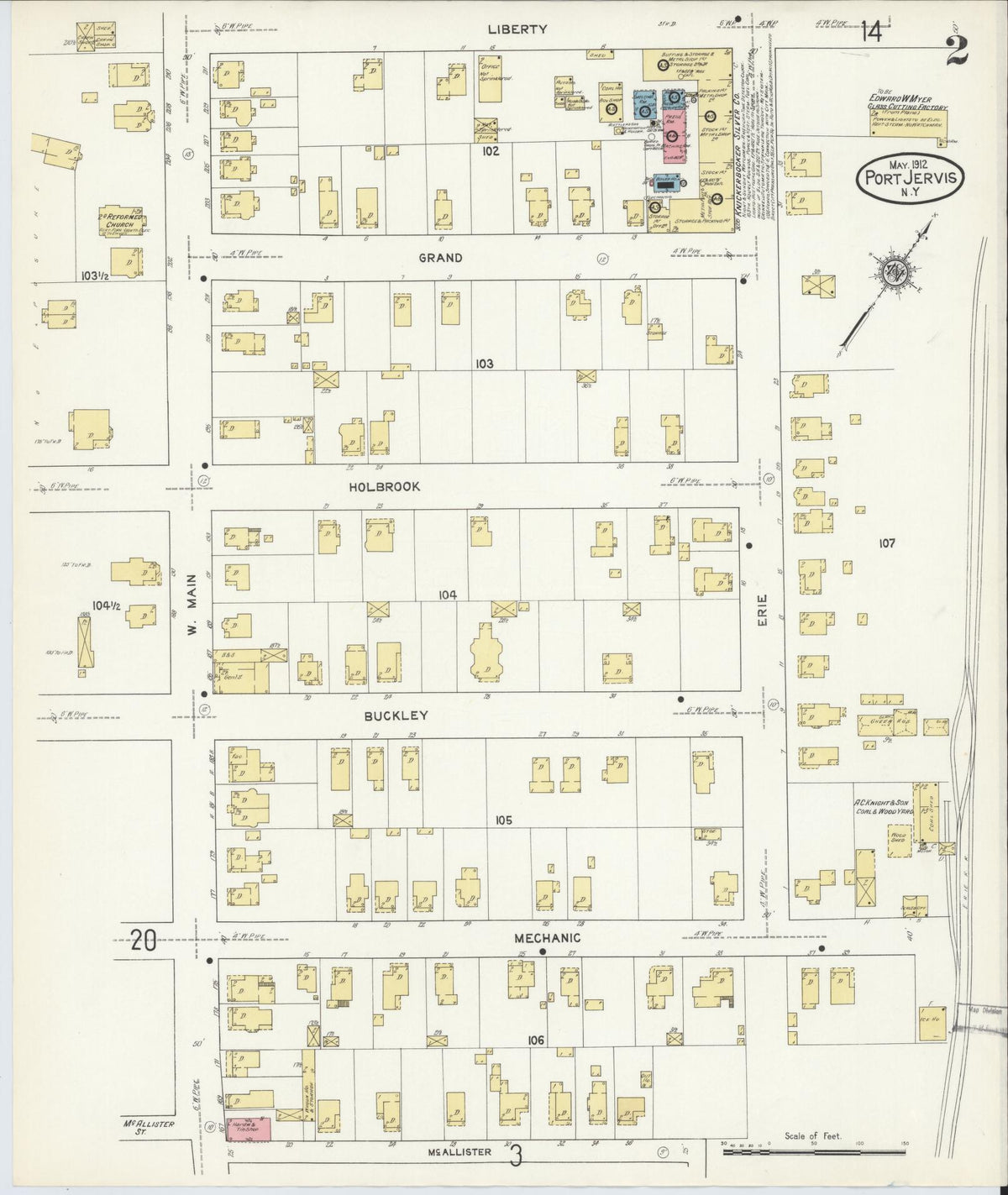 Sanborn Fire Insurance Map from Port Jervis, Orange County, New York (1912), Sheet #0002 - Complete Map Set gallery image, historic Sanborn map, vintage wall art, New York New York