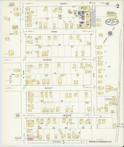 Sanborn Fire Insurance Map from Port Jervis, Orange County, New York (1912), Sheet #0002 - Complete Map Set gallery image, historic Sanborn map, vintage wall art, New York New York