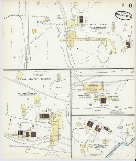 Sanborn Fire Insurance Map from Mahanoy City, Schuylkill County, Pennsylvania (1891), Sheet #0009 - Historic Sanborn Fire Insurance Map Print, vintage old map wall art, antique decor, genealogy gift, Pennsylvania Pennsylvania map
