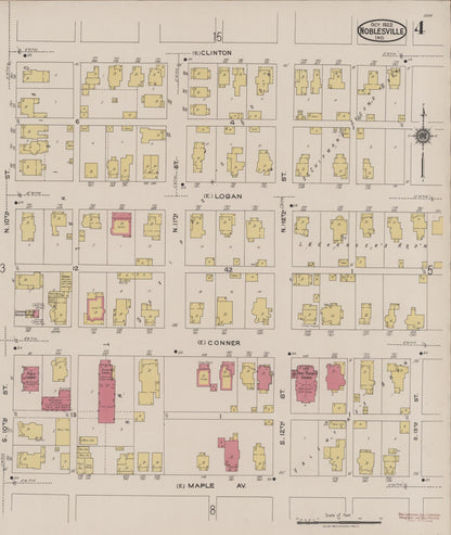Sanborn Fire Insurance Map from Noblesville, Hamilton County, Indiana (1922), Sheet #0004 - Complete Map Set gallery image, historic Sanborn map, vintage wall art, Indiana Indiana