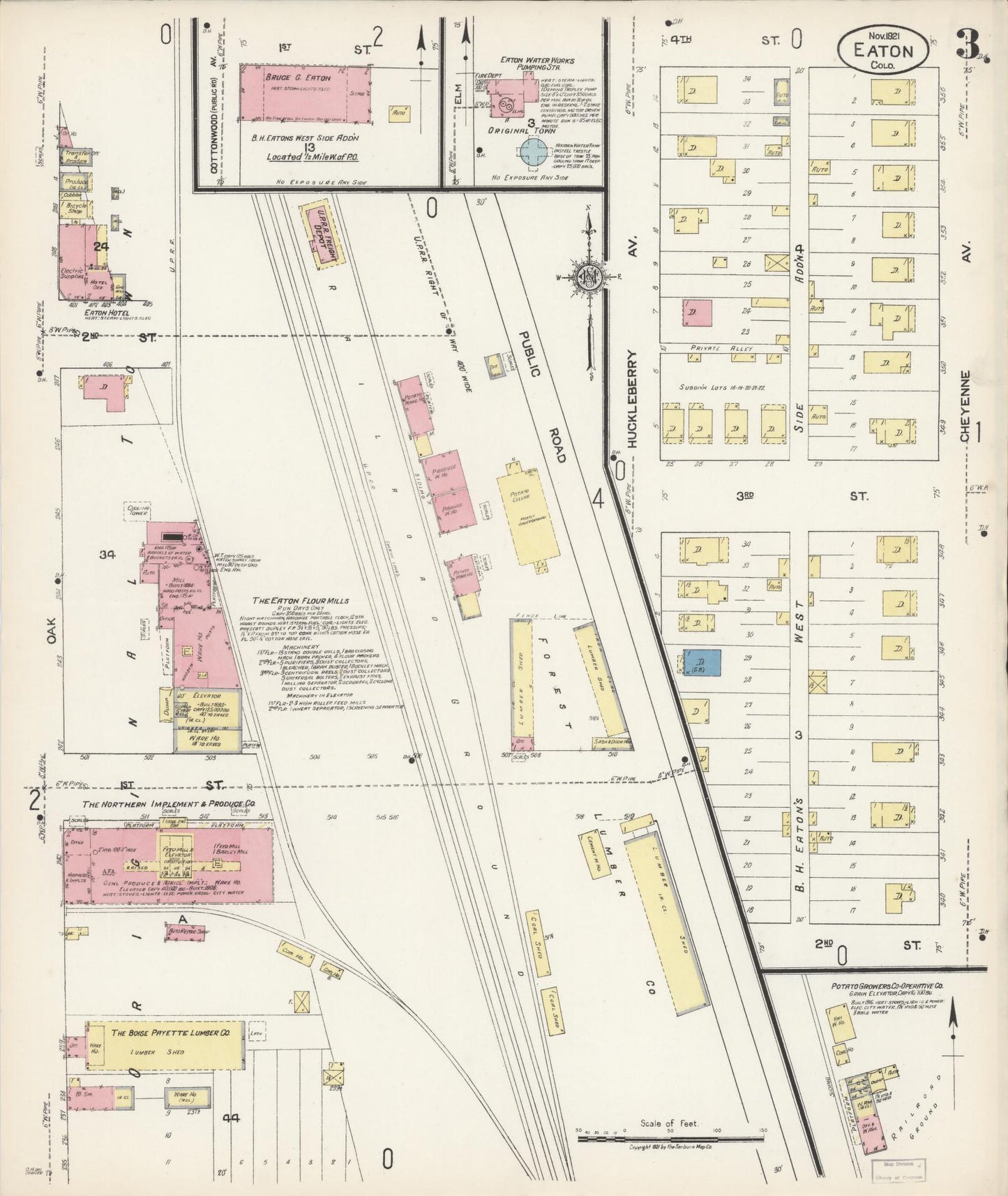 Sanborn Fire Insurance Map from Eaton, Weld County, Colorado (1921), Sheet #0003 - Historic Sanborn Fire Insurance Map Print, vintage old map wall art, antique decor, genealogy gift, Colorado Colorado map