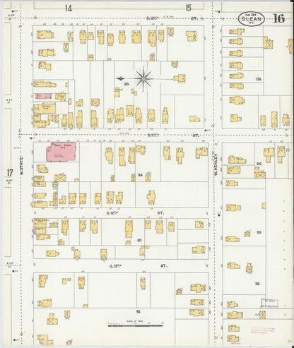 Sanborn Fire Insurance Map from Olean, Cattaraugus County, New York (1904), Sheet #0016 - Historic Sanborn Fire Insurance Map Print, vintage old map wall art, antique decor, genealogy gift, New York New York map
