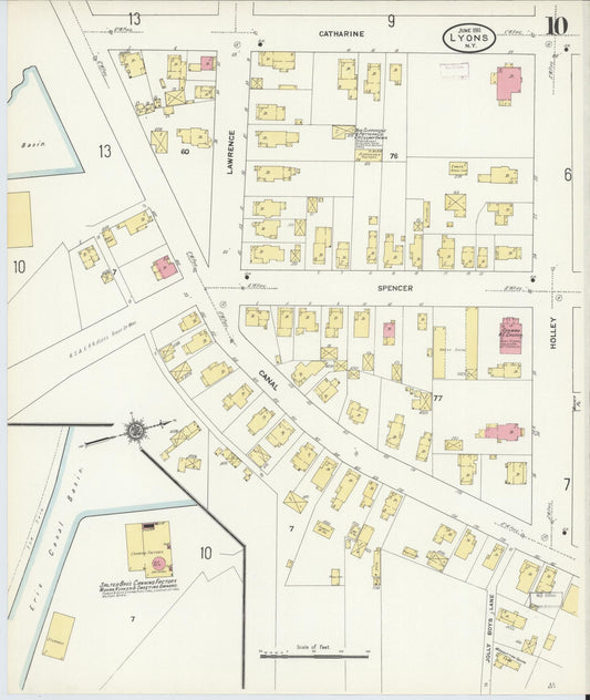 Sanborn Fire Insurance Map from Lyons, Wayne County, New York (1911), Sheet #0010 - Historic Sanborn Fire Insurance Map Print, vintage old map wall art, antique decor, genealogy gift, New York New York map