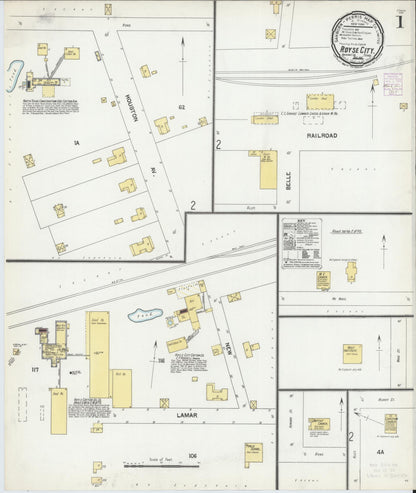 Sanborn Fire Insurance Map from Royse City, Rockwell County, Texas (1901), Sheet #0001 - Historic Sanborn Fire Insurance Map Print, vintage old map wall art, antique decor, genealogy gift, Texas Texas map