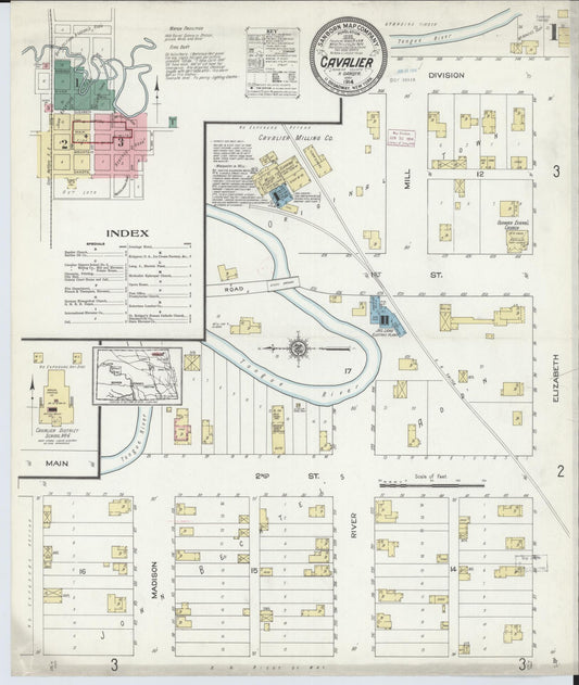 Sanborn Fire Insurance Map from Cavalier, Pembina County, North Dakota (1914), Sheet #0001 - Historic Sanborn Fire Insurance Map Print, vintage old map wall art, antique decor, genealogy gift, North Dakota North Dakota map