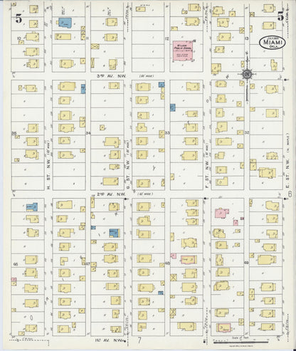 Sanborn Fire Insurance Map from Miami, Ottawa County, Oklahoma (1924), Sheet #0005 - Complete Map Set gallery image, historic Sanborn map, vintage wall art, Oklahoma Oklahoma