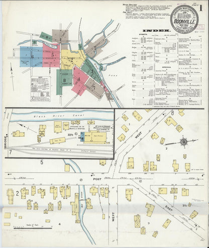 Sanborn Fire Insurance Map from Boonville, Oneida County, New York (1909), Sheet #0001 - Complete Map Set gallery image, historic Sanborn map, vintage wall art, New York New York