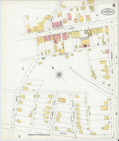 Sanborn Fire Insurance Map from Frostburg, Allegany County, Maryland (1904), Sheet #0004 - Complete Map Set gallery image, historic Sanborn map, vintage wall art, Maryland Maryland