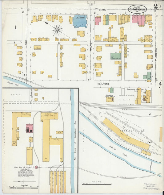 Sanborn Fire Insurance Map from Curwensville, Clearfield County, Pennsylvania (1900), Sheet #0002 - Historic Sanborn Fire Insurance Map Print, vintage old map wall art, antique decor, genealogy gift, Pennsylvania Pennsylvania map
