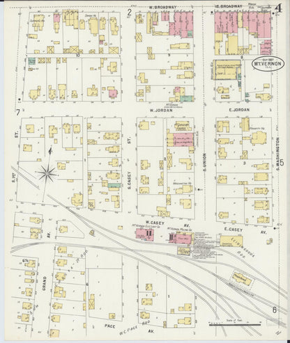 Sanborn Fire Insurance Map from Mount Vernon, Jefferson County, Illinois (1897), Sheet #0004 - Complete Map Set gallery image, historic Sanborn map, vintage wall art, Illinois Illinois