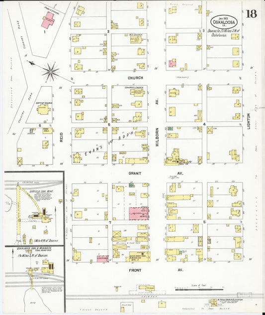 Sanborn Fire Insurance Map from Oskaloosa, Mahaska County, Iowa (1902), Sheet #0018 - Historic Sanborn Fire Insurance Map Print, vintage old map wall art