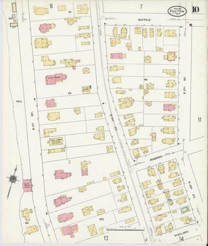 Sanborn Fire Insurance Map from Fulton, Oswego County, New York (1911), Sheet #0010 - Complete Map Set gallery image, historic Sanborn map, vintage wall art, New York New York