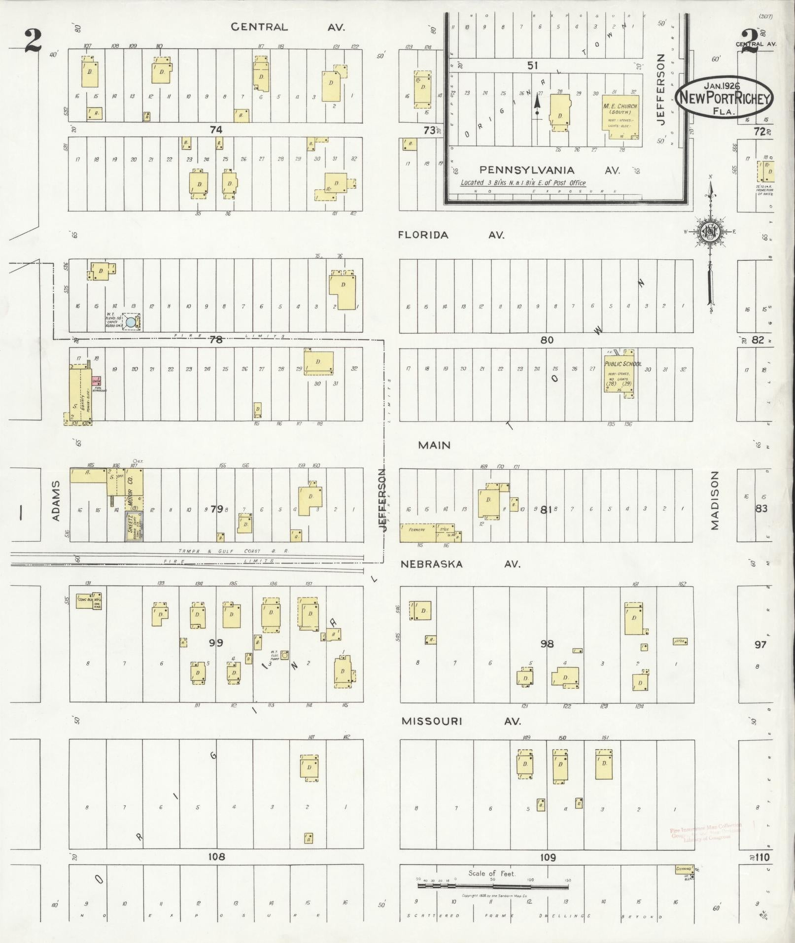 Sanborn Fire Insurance Map from New Port Richey, Pasco County, Florida (1926), Sheet #0002 - Complete Map Set gallery image, historic Sanborn map, vintage wall art, Florida Florida