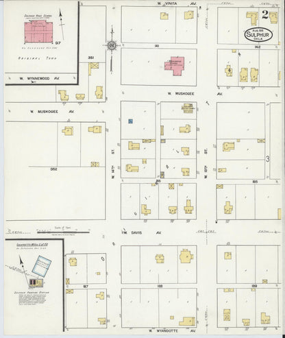 Sanborn Fire Insurance Map from Sulphur, Murray County, Oklahoma (1918), Sheet #0002 - Complete Map Set gallery image, historic Sanborn map, vintage wall art, Oklahoma Oklahoma