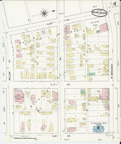 Sanborn Fire Insurance Map from Council Bluffs, Pottawattamie County, Iowa (1891), Sheet #0004 - Historic Sanborn Fire Insurance Map Print