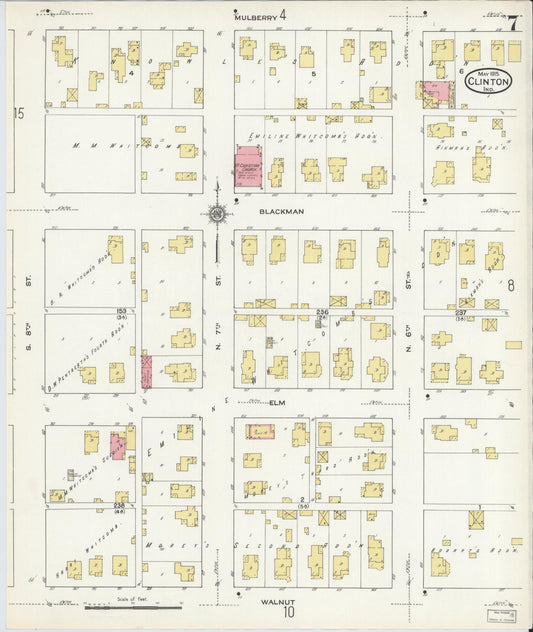 Sanborn Fire Insurance Map from Clinton, Vermillion County, Indiana (1915), Sheet #0007 - Historic Sanborn Fire Insurance Map Print, vintage old map wall art, antique decor, genealogy gift, Indiana Indiana map