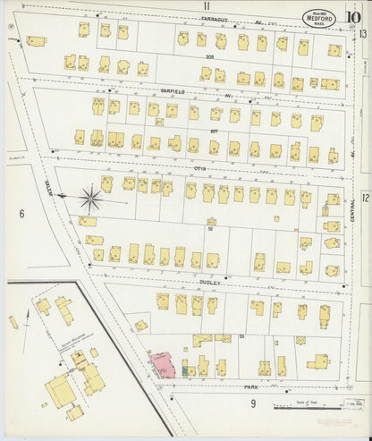 Sanborn Fire Insurance Map from Medford, Middlesex County, Massachusetts (1903), Sheet #0010 - Historic Sanborn Fire Insurance Map Print, vintage old map wall art, antique decor, genealogy gift, Massachusetts Massachusetts map
