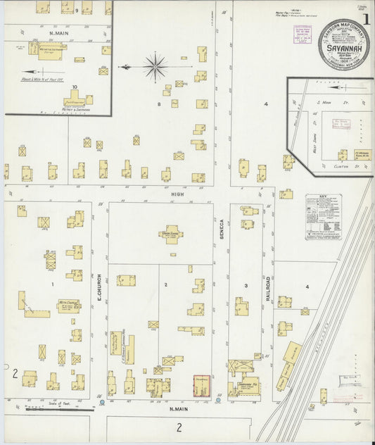 Sanborn Fire Insurance Map from Savannah, Wayne County, New York (1906), Sheet #0001 - Historic Sanborn Fire Insurance Map Print, vintage old map wall art, antique decor, genealogy gift, New York New York map