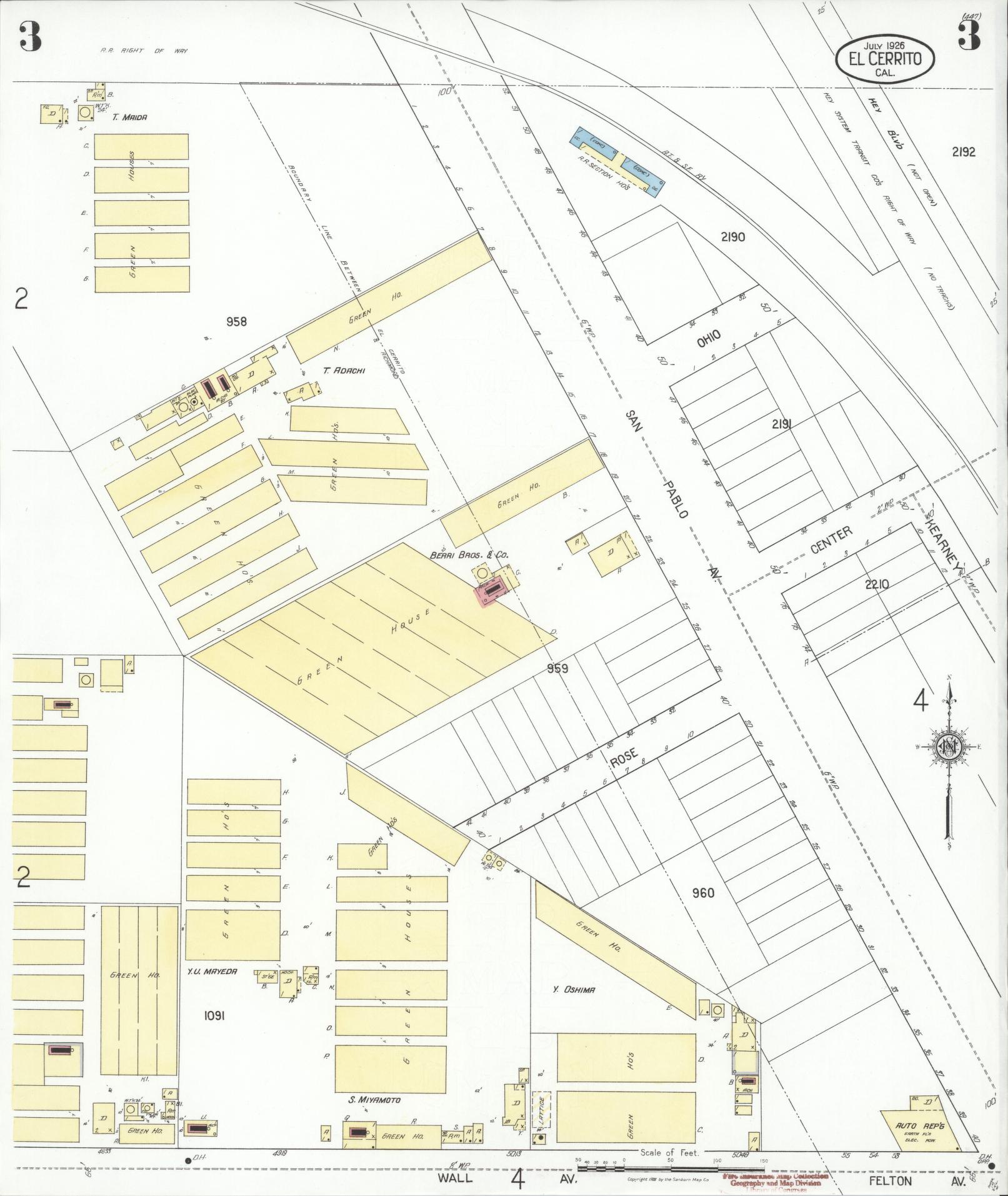 Sanborn Fire Insurance Map from El Cerrito, Contra Costa County, California (1926), Sheet #0003 - Historic Sanborn Fire Insurance Map Print, vintage old map wall art, antique decor, genealogy gift, California California map