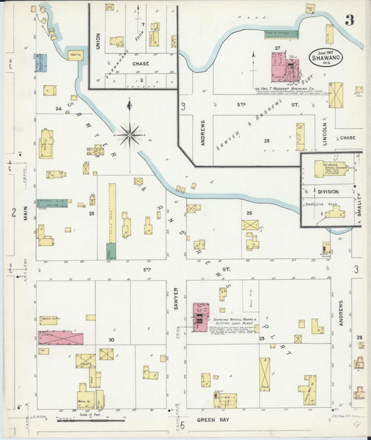 Sanborn Fire Insurance Map from Shawano, Shawano County, Wisconsin (1907), Sheet #0003 - Historic Sanborn Fire Insurance Map Print, vintage old map wall art, antique decor, genealogy gift, Wisconsin Wisconsin map