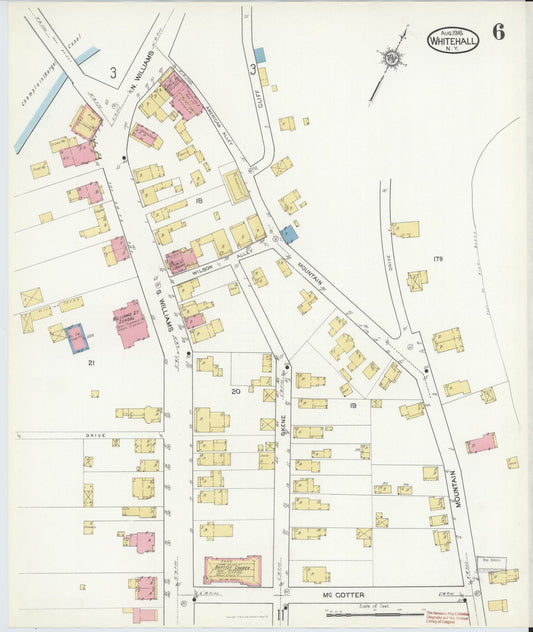 Sanborn Fire Insurance Map from Whitehall, Washington County, New York (1916), Sheet #0006 - Historic Sanborn Fire Insurance Map Print, vintage old map wall art, antique decor, genealogy gift, New York New York map