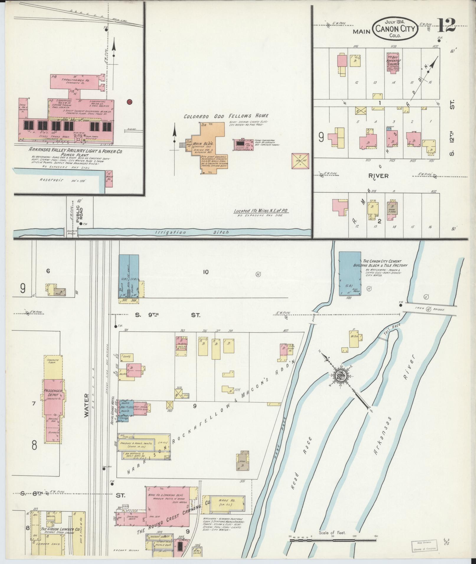 Sanborn Fire Insurance Map from Canon City, Fremont County, Colorado (1914), Sheet #0012 - Historic Sanborn Fire Insurance Map Print, vintage old map wall art, antique decor, genealogy gift, Colorado Colorado map