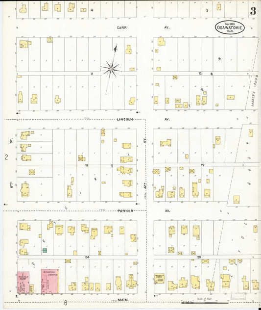Sanborn Fire Insurance Map from Osawatomie, Miami County, Kansas (1905), Sheet #0003 - Historic Sanborn Fire Insurance Map Print, vintage old map wall art, antique decor, genealogy gift, Kansas Kansas map