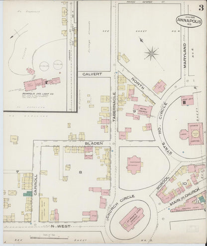 Sanborn Fire Insurance Map from Annapolis, Anne Arundel County, Maryland (1885), Sheet #0003 - Complete Map Set gallery image, historic Sanborn map, vintage wall art, Maryland Maryland
