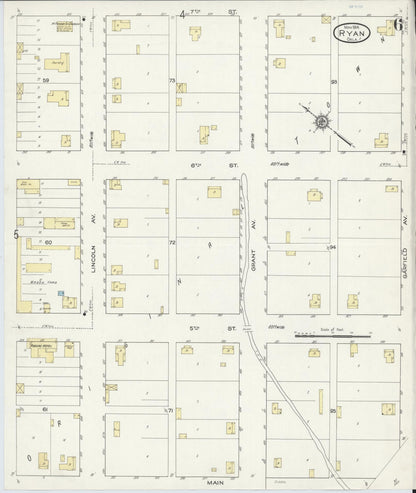 Sanborn Fire Insurance Map from Ryan, Jefferson County, Oklahoma (1914), Sheet #0006 - Complete Map Set gallery image, historic Sanborn map, vintage wall art, Oklahoma Oklahoma