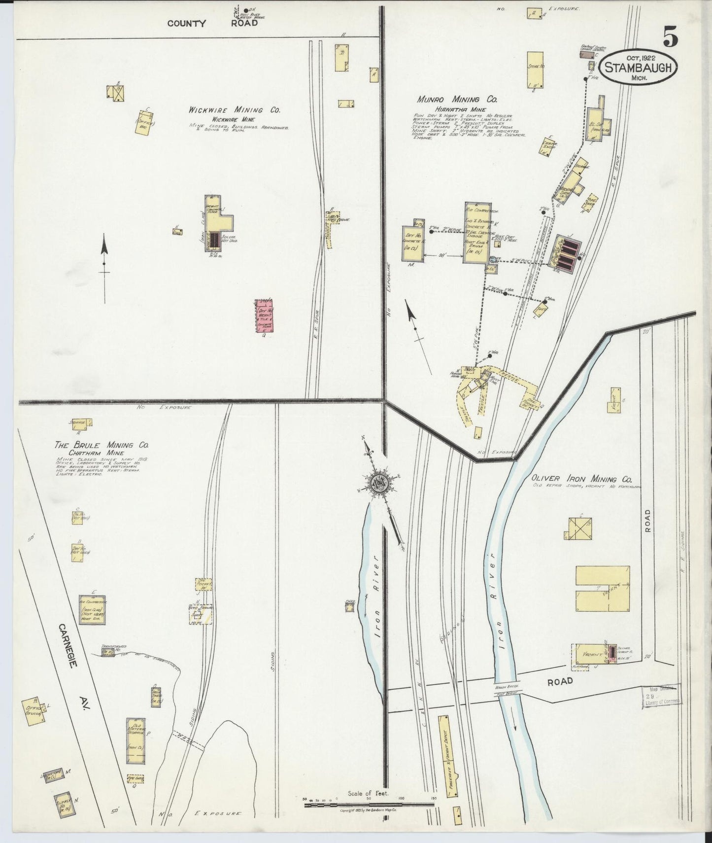 Sanborn Fire Insurance Map from Stambaugh, Iron County, Michigan (1922), Sheet #0005 - Complete Map Set gallery image, historic Sanborn map, vintage wall art, Michigan Michigan