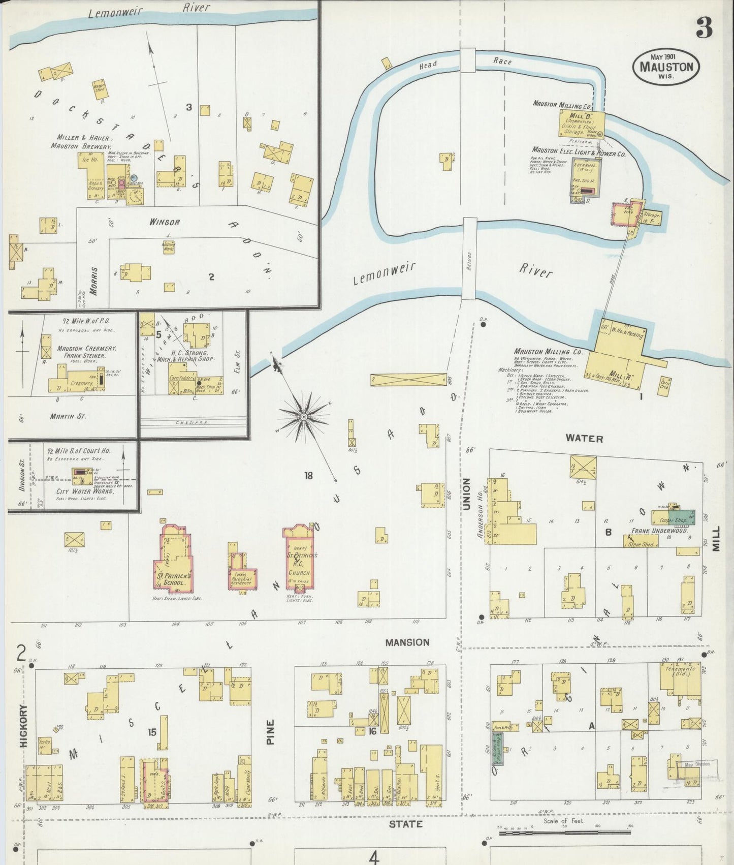 Sanborn Fire Insurance Map from Mauston, Juneau County, Wisconsin (1901), Sheet #0003 - Complete Map Set gallery image, historic Sanborn map, vintage wall art, Wisconsin Wisconsin