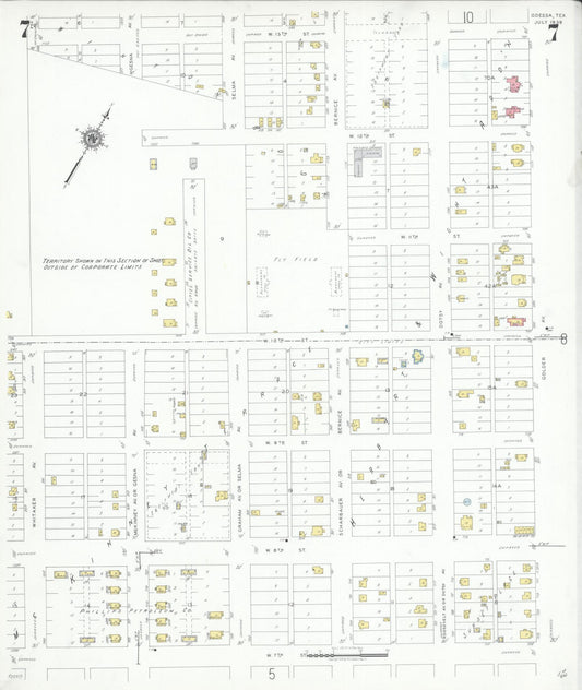 Sanborn Fire Insurance Map from Odessa, Edger County, Texas (1939), Sheet #0007 - Historic Sanborn Fire Insurance Map Print, vintage old map wall art, antique decor, genealogy gift, Texas Texas map