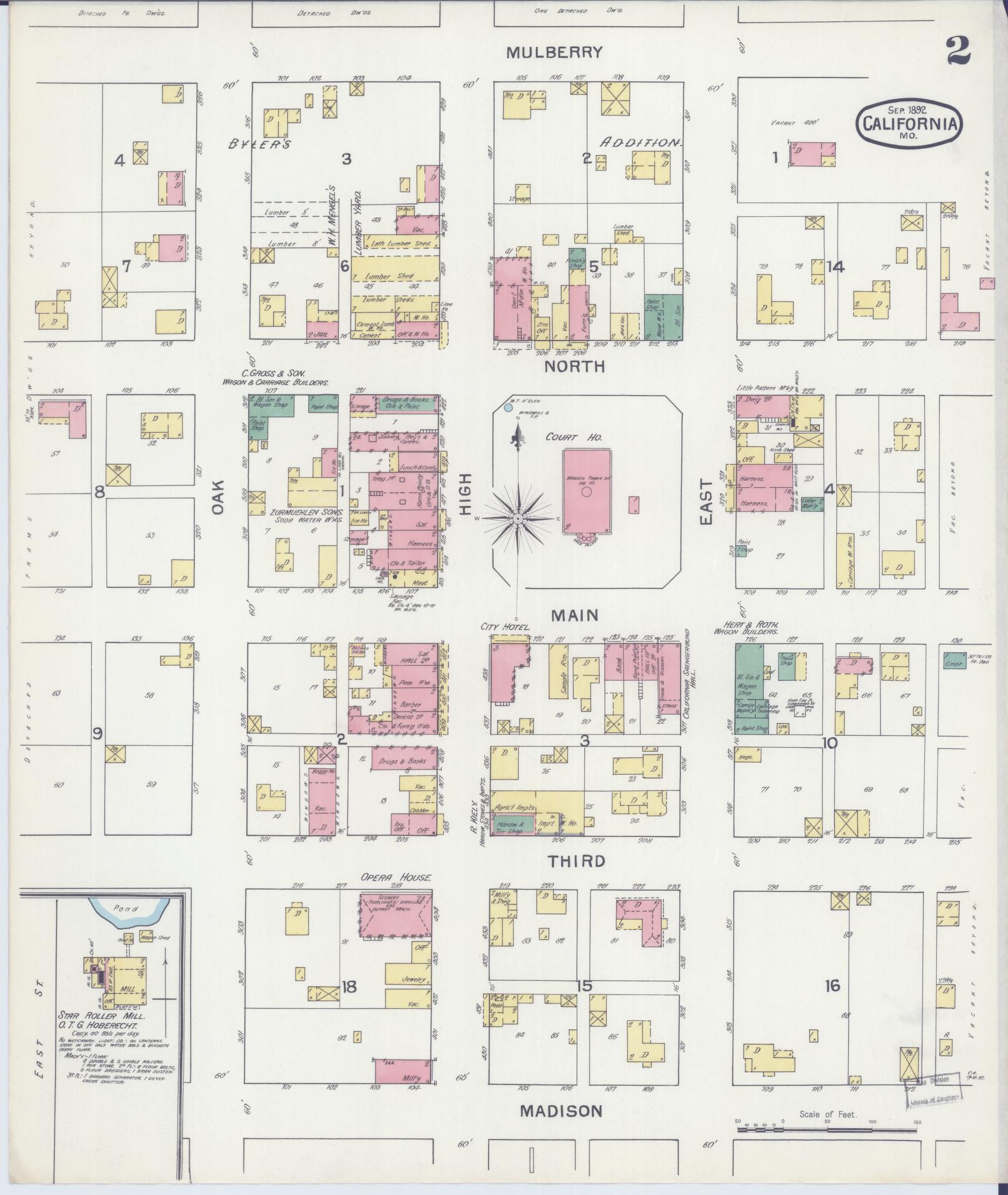 Sanborn Fire Insurance Map from California, Moniteau County, Missouri (1892), Sheet #0002 - Historic Sanborn Fire Insurance Map Print, vintage old map wall art, antique decor, genealogy gift, Missouri Missouri map
