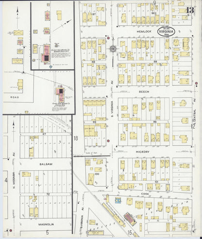 Sanborn Fire Insurance Map from Virginia, Saint Louis County, Minnesota (1915), Sheet #0013 - Complete Map Set gallery image, historic Sanborn map, vintage wall art, Minnesota Minnesota