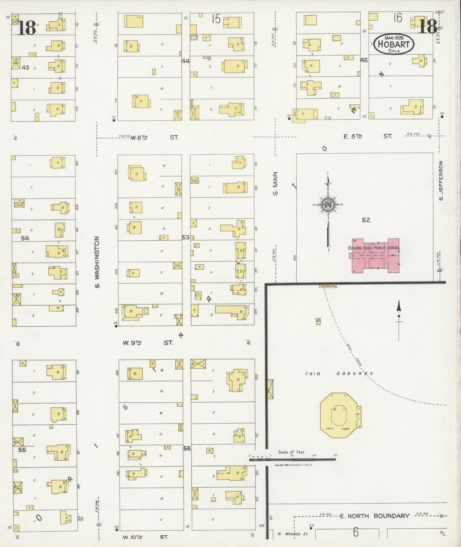 Sanborn Fire Insurance Map from Hobart, Kiowa County, Oklahoma (1926), Sheet #0018 - Historic Sanborn Fire Insurance Map Print, vintage old map wall art, antique decor, genealogy gift, Oklahoma Oklahoma map