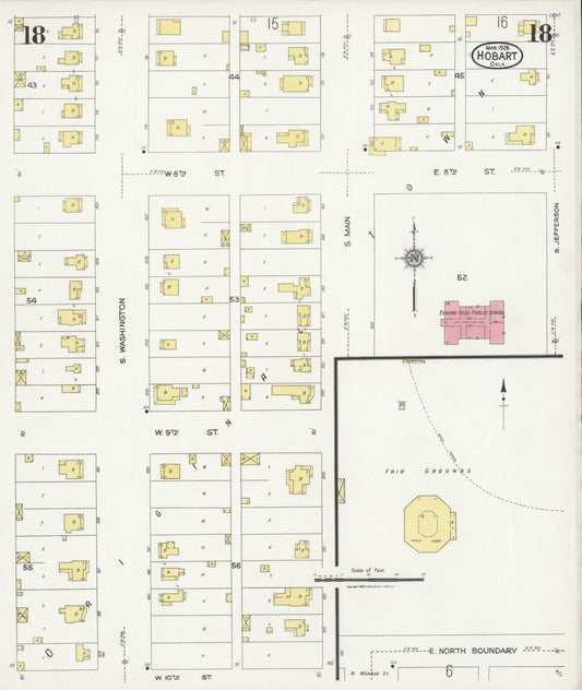Sanborn Fire Insurance Map from Hobart, Kiowa County, Oklahoma (1926), Sheet #0018 - Historic Sanborn Fire Insurance Map Print, vintage old map wall art, antique decor, genealogy gift, Oklahoma Oklahoma map