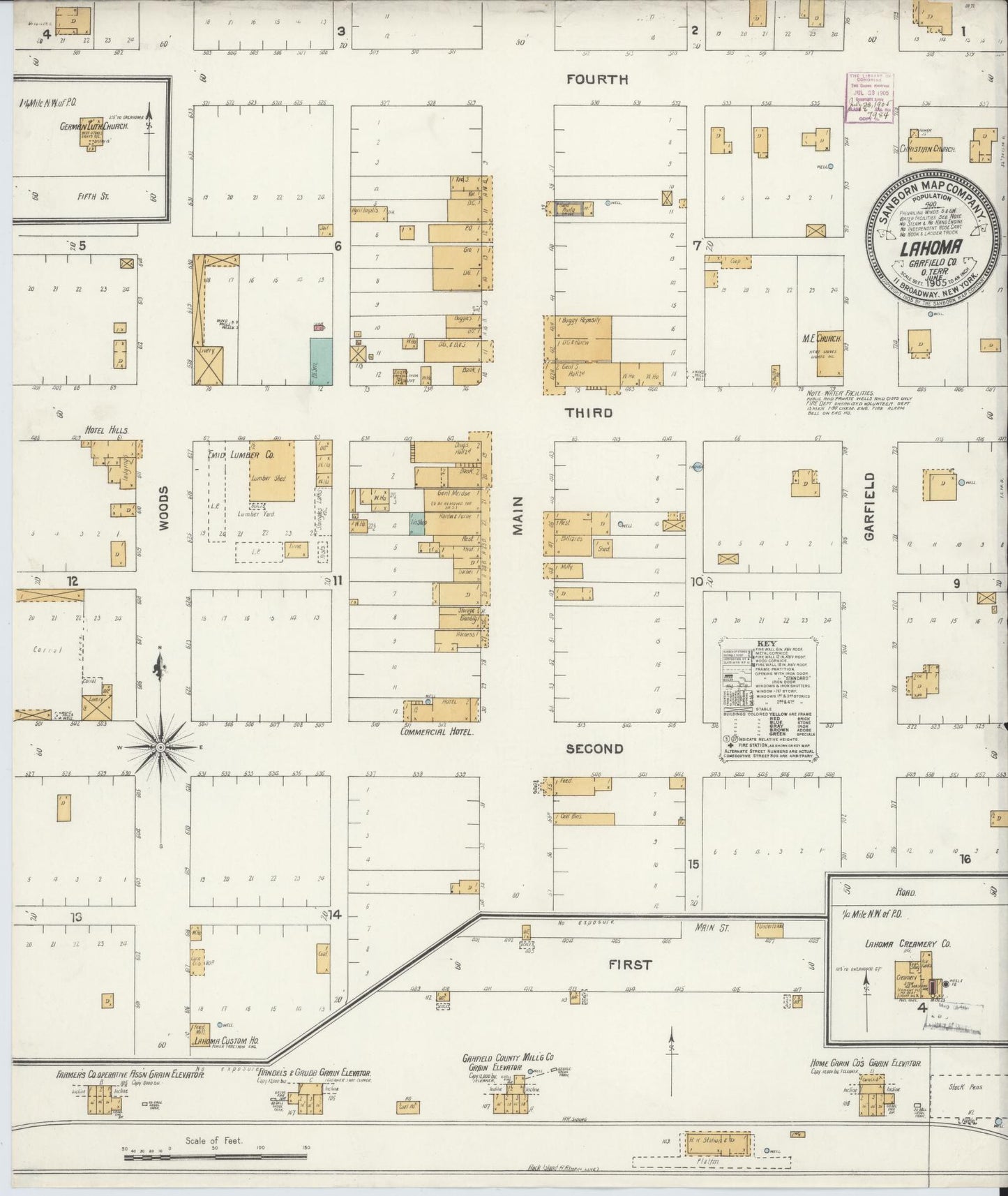 Sanborn Fire Insurance Map from Lahoma, Garfield County, Oklahoma (1905), Sheet #0001 - Historic Sanborn Fire Insurance Map Print, vintage old map wall art, antique decor, genealogy gift, Oklahoma Oklahoma map