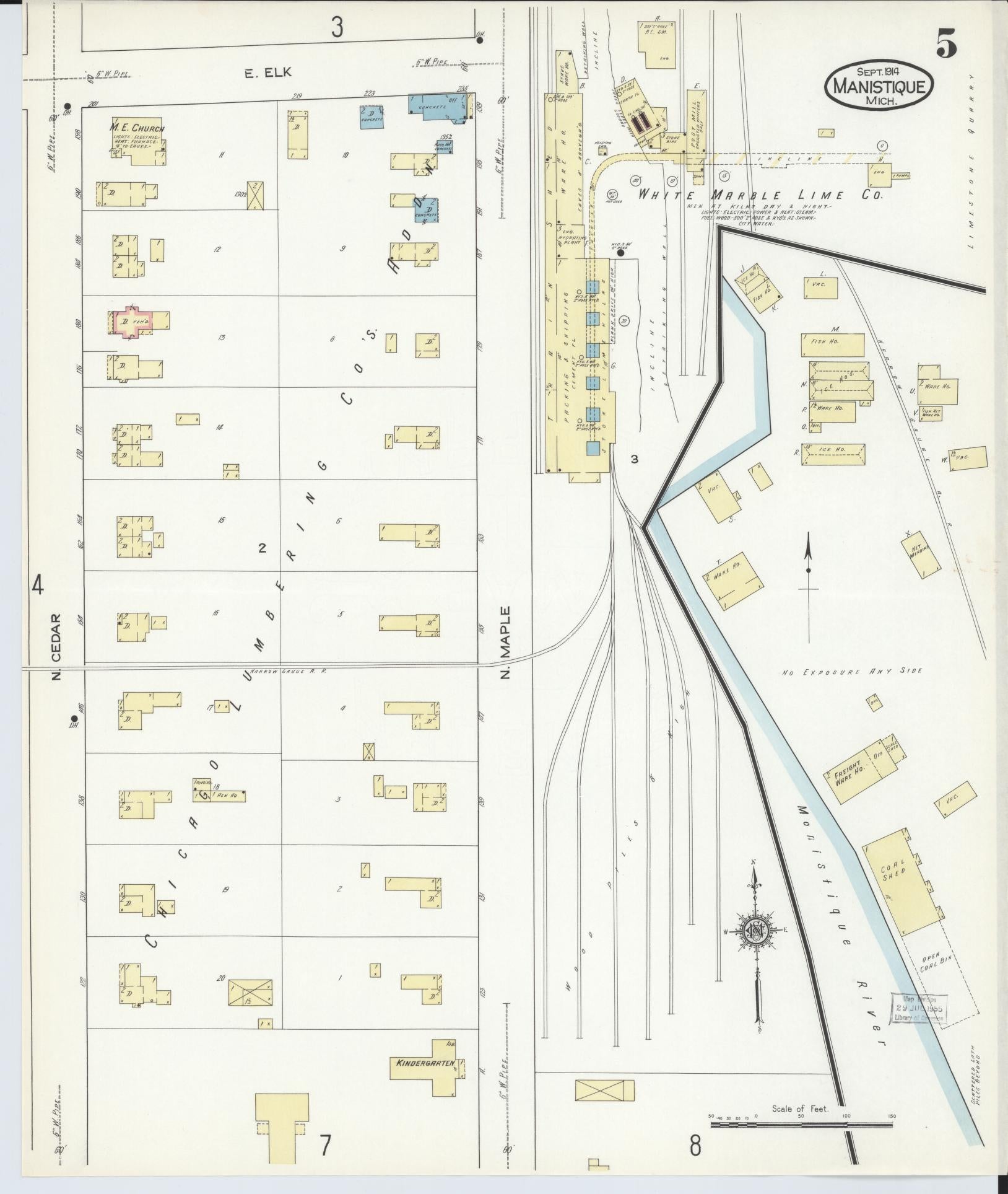 Sanborn Fire Insurance Map from Manistique, Schoolcraft County, Michigan (1914), Sheet #0005 - Complete Map Set gallery image, historic Sanborn map, vintage wall art, Michigan Michigan