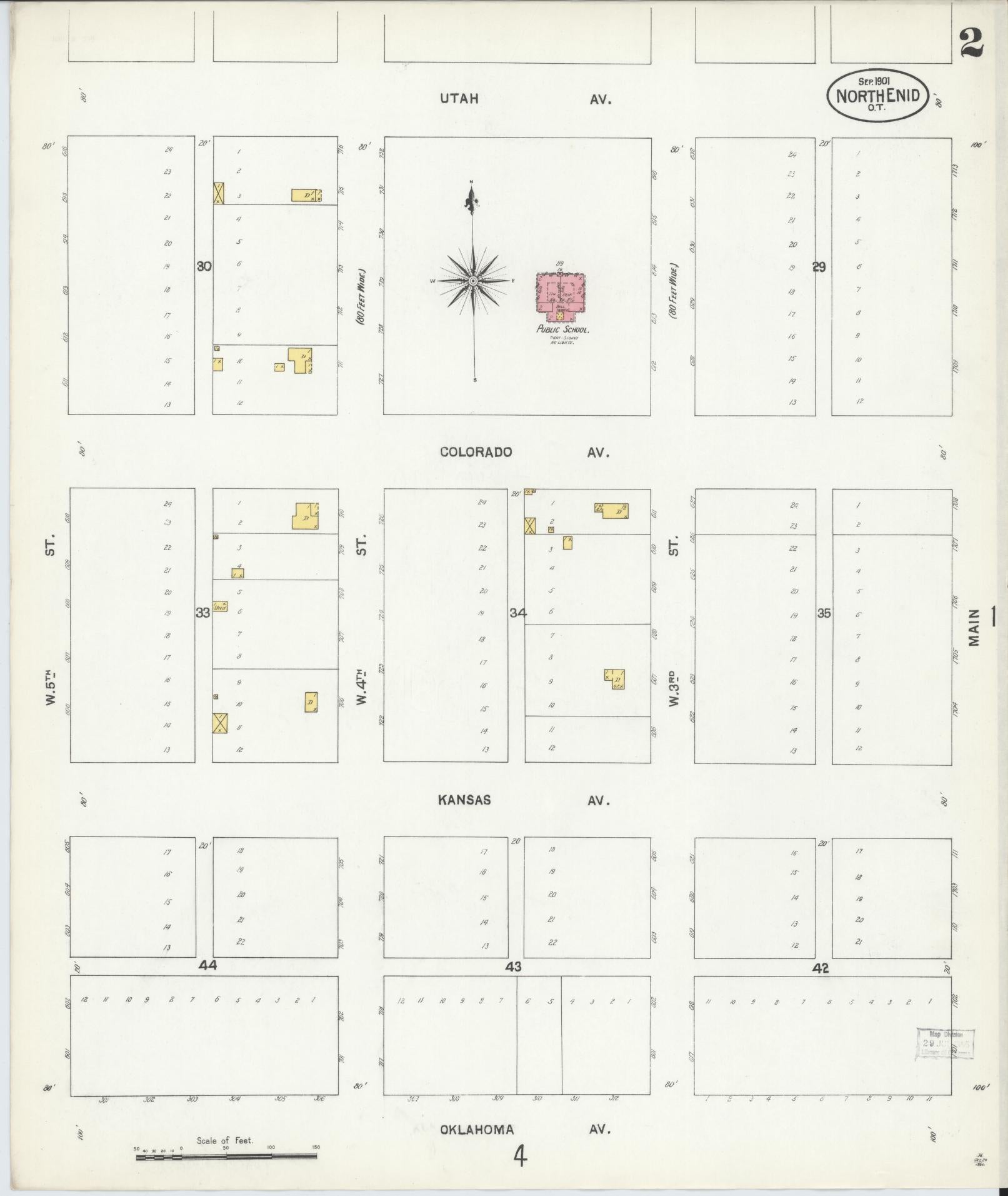 Sanborn Fire Insurance Map from North Enid, Garfield County, Oklahoma (1901), Sheet #0002 - Historic Sanborn Fire Insurance Map Print, vintage old map wall art, antique decor, genealogy gift, Oklahoma Oklahoma map