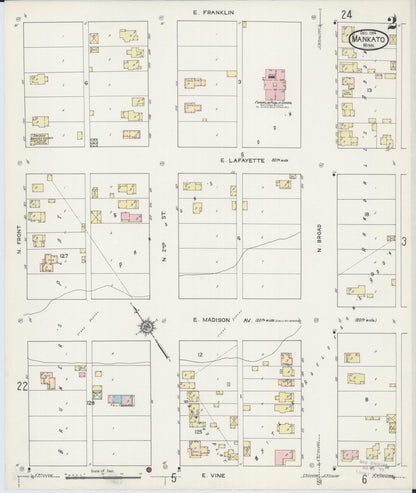 Sanborn Fire Insurance Map from Mankato, Blue Earth County, Minnesota (1914), Sheet #0002 - Complete Map Set gallery image, historic Sanborn map, vintage wall art, Minnesota Minnesota