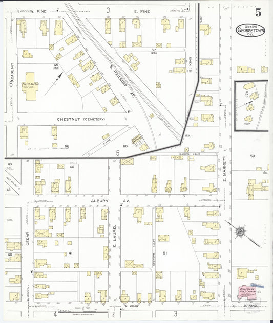 Sanborn Fire Insurance Map from Georgetown, Sussex County, Delaware (1919), Sheet #0005 - Historic Sanborn Fire Insurance Map Print, vintage old map wall art, antique decor, genealogy gift, Delaware Delaware map