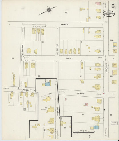 Sanborn Fire Insurance Map from Woodbury, Gloucester County, New Jersey (1915), Sheet #0005 - Complete Map Set gallery image, historic Sanborn map, vintage wall art, New Jersey New Jersey