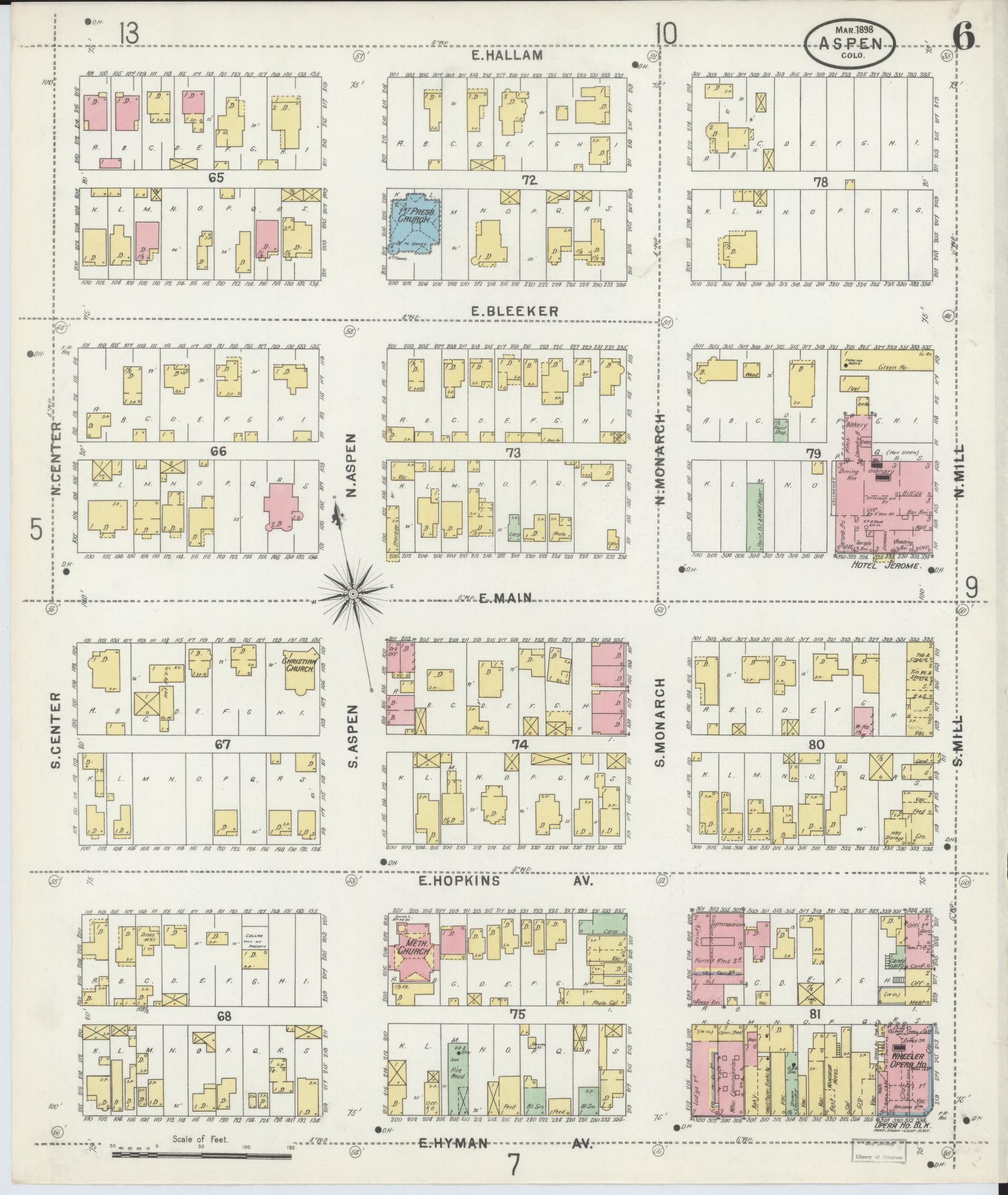 Sanborn Fire Insurance Map from Aspen, Pitkin County, Colorado (1898), Sheet #0006 - Complete Map Set gallery image, historic Sanborn map, vintage wall art, Colorado Colorado