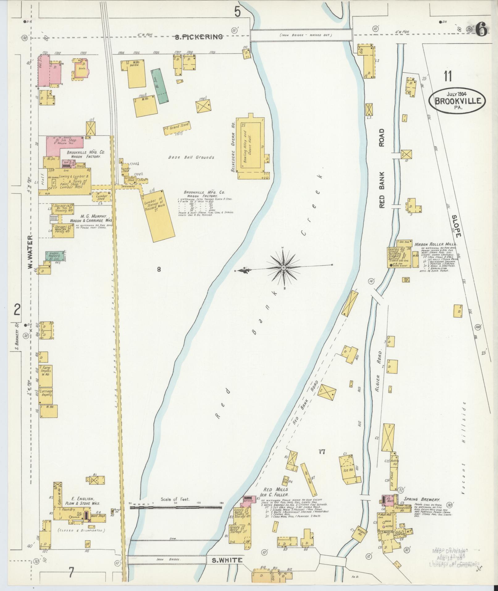 Sanborn Fire Insurance Map from Brookville, Jefferson County, Pennsylvania (1904), Sheet #0006 - Historic Sanborn Fire Insurance Map Print, vintage old map wall art, antique decor, genealogy gift, Pennsylvania Pennsylvania map