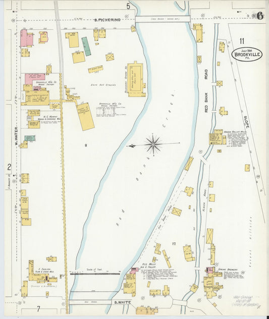 Sanborn Fire Insurance Map from Brookville, Jefferson County, Pennsylvania (1904), Sheet #0006 - Historic Sanborn Fire Insurance Map Print, vintage old map wall art, antique decor, genealogy gift, Pennsylvania Pennsylvania map