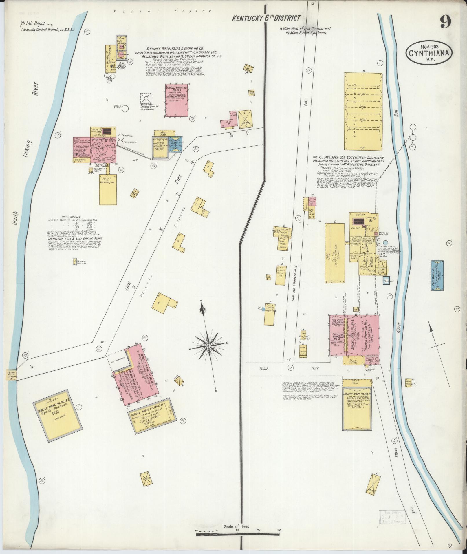 Sanborn Fire Insurance Map from Cynthiana, Harrison County, Kentucky (1903), Sheet #0009 - Complete Map Set gallery image, historic Sanborn map, vintage wall art, Kentucky Kentucky