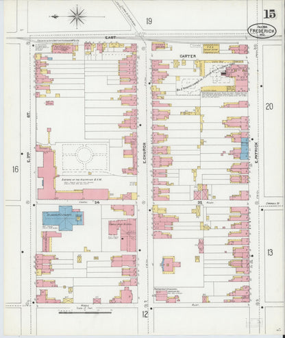 Sanborn Fire Insurance Map from Frederick, Frederick County, Maryland (1904), Sheet #0015 - Complete Map Set gallery image, historic Sanborn map, vintage wall art, Maryland Maryland