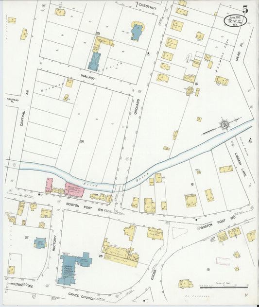 Sanborn Fire Insurance Map from Rye, Westchester County, New York (1912), Sheet #0005 - Historic Sanborn Fire Insurance Map Print, vintage old map wall art, antique decor, genealogy gift, New York New York map