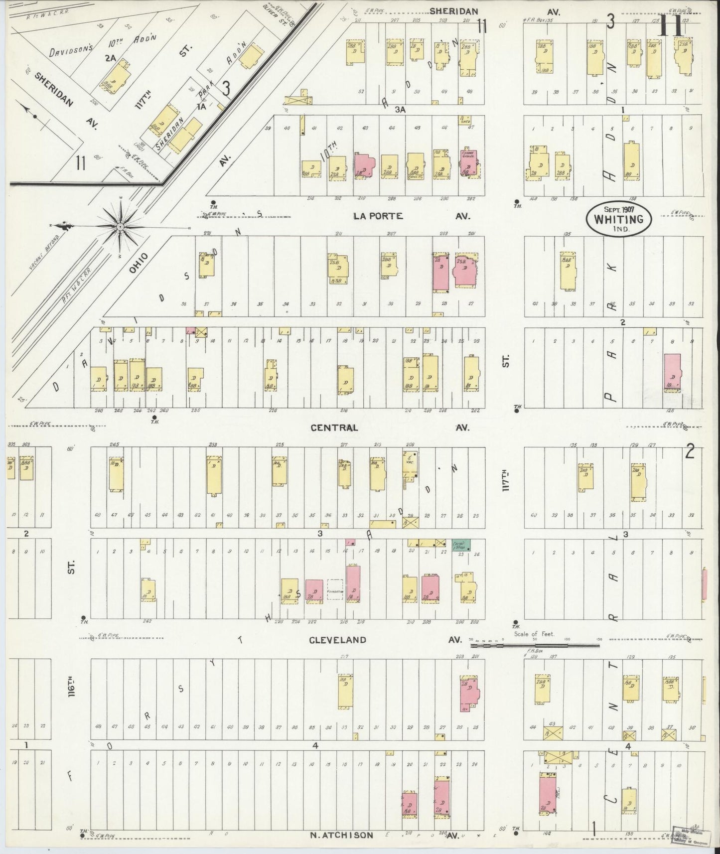 Sanborn Fire Insurance Map from Whiting, Lake County, Indiana (1907), Sheet #0011 - Historic Sanborn Fire Insurance Map Print, vintage old map wall art, antique decor, genealogy gift, Indiana Indiana map